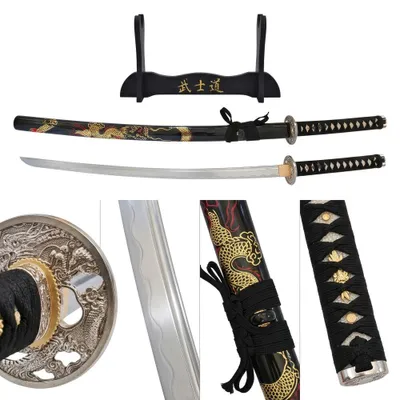 Produktbild von Dekratives Katana 103 cm aus 1045-Stahl mit Saya und Ständer HK1139H