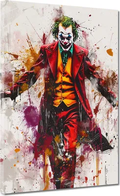 Produktbild von Joker in dramatischer Pop Art Leinwandbild Wandbild Kunstdruck XL Wanddeko: 105x140x4cm