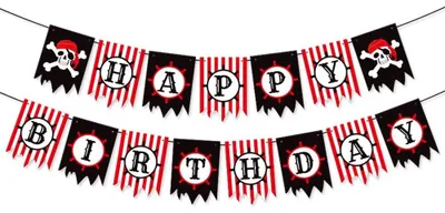Piraten Happy Birthday Banner, Wimpelkette, 5 m, für Kinderparty