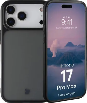 Produktbild von Bizon Case Angelo Apple iPhone 17 Pro Max rauchig mit schwarzem Rahmen