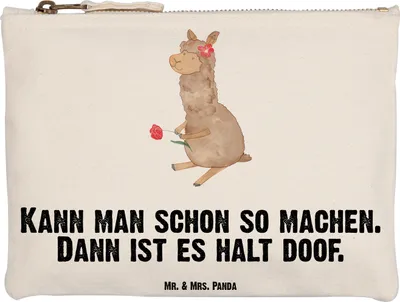 Produktbild von Mr. & Mrs. Panda Schminktasche Alpaka Blume Grösse XL Große - Weiß - Geschenk, Lamas, Etui, Federtasche, Lama, Schlampermäppchen, Spruch, Kulturbeutel, Beauty Bag