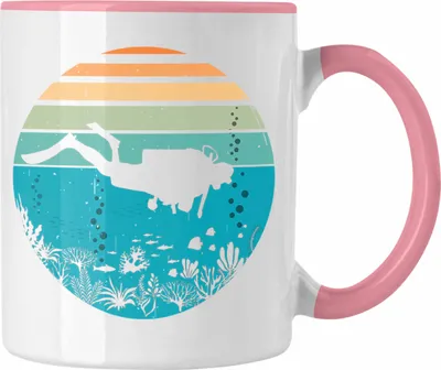 Produktbild von Trendation - Taucher Grafik Tasse Geschenk für Tauchlehrer Geschenkidee Lustig Tauchen Tauchsport Tiefsee (Rosa)