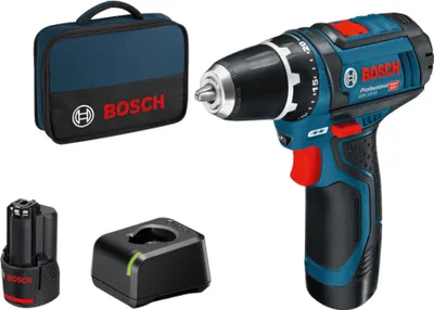 Image de Bosch GSR 12V-15 Professional Perceuse-visseuse sans fil 12 V 30 Nm ( 060186810F ) + 2x batterie 2,0 Ah + chargeur + étui