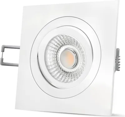Produktbild von SSC-LUXon QF-2 Einbaustrahler schwenkbar mit LED Modul dimmbar - 6W warmweiß 230V - Decken Einbauspot weiß eckig
