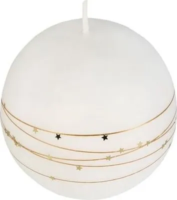 Image de Bougie sphérique 80 GALAXY blanc/or, 27h.