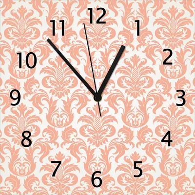 Produktbild von Wallario Design Wanduhr Königliche Schnörkelei in weiß und orange aus Echtglas, Größe 30 x 30 cm