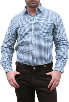 Produktbild von German Wear, Trachtenhemd für Lederhosen aus Baumwolle grün/kariert, Größe:S