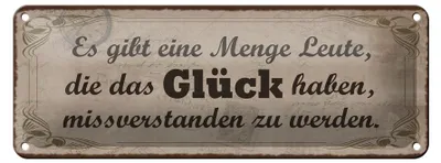 Produktbild von Blechschild Spruch 27x10cm Glück missverstanden zu werden Dekoration