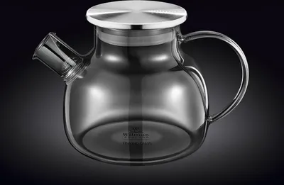 Image de Théière Wilmax 950 ml en verre thermo-isolant avec filtre à ressort, gris WL-888810002/A