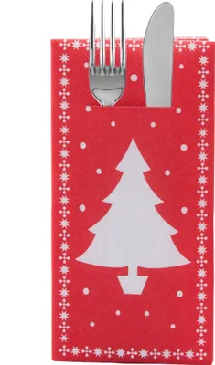 Produktbild von Sovie HOME Weihnachtsbesteckserviette White Tree in Rot aus Linclass® Airlaid 40 x 40 cm, 1/8 Falz, 12 Stück