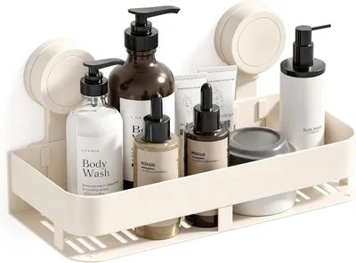Imagen del producto de Estante para la ducha con ganchos desmontables, de 30 x 12 cm, resistente a la corrosión y a los arañazos, ideal para el baño