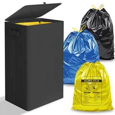 Image de Poubelle de 100 litres, avec couvercle, pour sacs jaunes, fermeture éclair, pour cuisine
