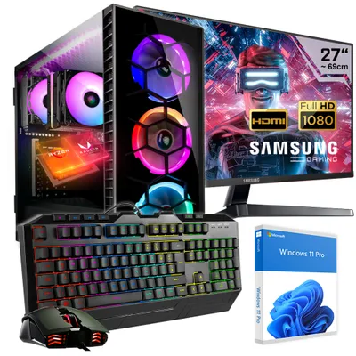 Produktbild von KRAFTPC Gaming PC Komplett-Set AMD Ryzen7 5700G - Radeon VEGA Grafik - 1000GB M.2 NVMe SSD - 32GB DDR4 - Win11 - WLAN - Samsung 27"TFT - Tastatur/Maus