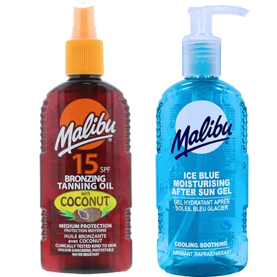 Image de Huile bronzante à la noix de coco Malibu SPF15 200 ml + Gel après-soleil 200 ml