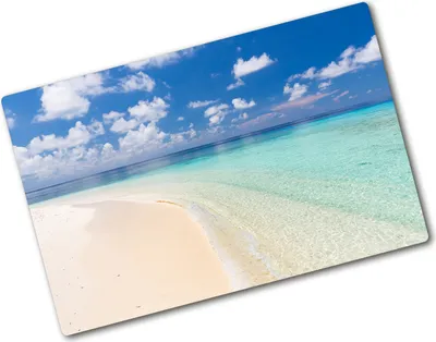 Produktbild von Tulup Glas Herdabdeckplatte - 80x52 cm - Glaskeramikkochfeld-Abdeckung Spritzschutz Glasabdeckplatte - Einteilig - Landschaften - Strand Malediven - Blau