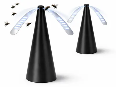 Produktbild von Bestlivings 2er Pack Fliegenabwehr für den Tisch – Fliegenwedler effektive Fliegenabwehr – Leiser Fliegenvertreiber für Terrasse, Garten & Balkon