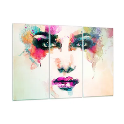 Produktbild von Bilder auf glas - Frau Gesicht Kosmetik - 165x110cm - Glasbilder - Wandbilder - Kunstdruck - zum Aufhängen bereit - Wanddekoration aus Glas - Glas Bilder - Wandbild auf Glas - GCE165x110-3050