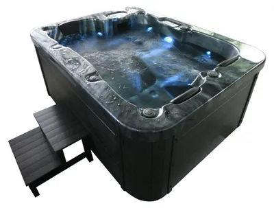 Produktbild von HOME DELUXE - Outdoor Whirlpool Black MARBLE inkl. Treppe und Thermoabdeckung
