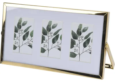 Obrázok produktu pre Kovový fotorámik na tri fotografie, passé-partout, 22 x 12 x 1 cm