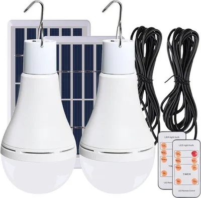 Image de Deux lampes solaires portables équipées d'un capteur de luminosité, d'un panneau solaire et d'un port de recharge USB, idéales pour les tentes, le camping, les promenades et les poulaillers.