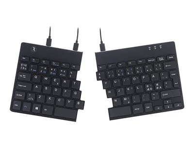 Produktbild von R-Go Tools Ergonomische Tastatur R-Go Split Break v2 mit Pausensoftware, geteilte Tastatur, QWERTY (NORDIC), verkabelt, schwarz, Mini, Kabelgebunden, USB, Scherenschalter, QWERTY, Schwarz