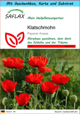 Produktbild von SAFLAX Geschenk Set - Klatschmohn - Papaver rhoeas - 27000 Samen - Mit Geschenkbox, Versandaufkleber, Geschenkkarte und Anzuchtsubstrat