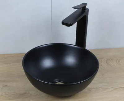 Produktbild von Keramik Waschbecken rund Ø 320 x 135 schwarz matt ohne Überlauf Aufsatzwaschbecken ohne Zubehör