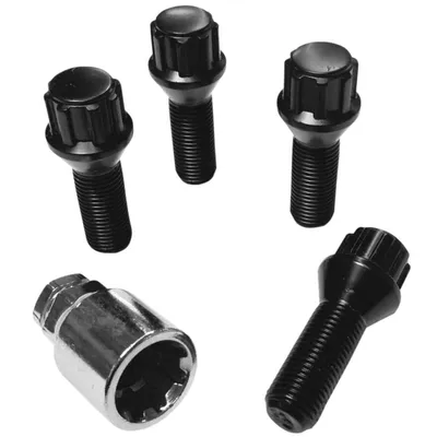 Produktbild von Felgenschloss M14x1,5x30mm Kegelbund 60° kompatibel mit Nissan Opel Renault 4x schwarze Felgenschlösser