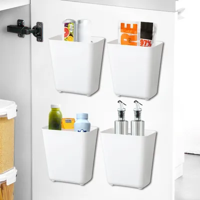 4er-Set selbstklebende Wand-Aufbewahrungsboxen, weiß, 2 kg Tragkraft