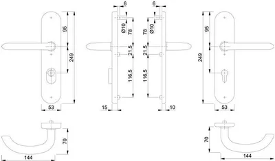 Produktbild von Hoppe Schutz-Drückergarnitur Marseille E1138Z / 3332ZA / 3330 ES1 SK2 PZ Vierkant 8mm - 3663731