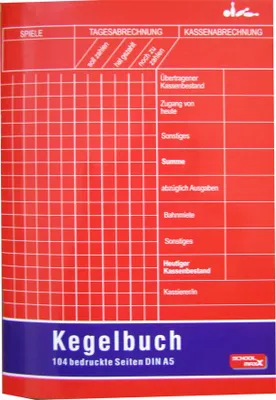 Produktbild von Robustes Kegelbuch DIN A5 laminiert, 104 bedruckte Seiten, 51 Tages-Chroniken für Mitglieder und Kassenabrechnung