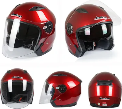 Image de Moto Scooter semi-ouvert visage casque double lentille anti-buée Ridng protection - XXL rouge