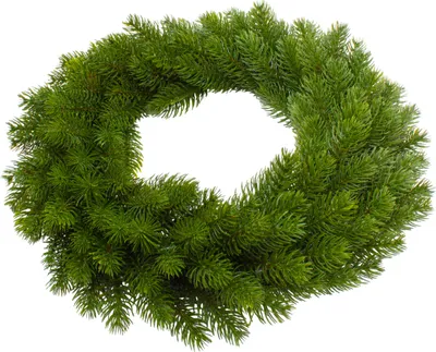 Obrázok produktu pre Umelý veniec z ušľachtilej jedle zelenej farby, polovičná väzba zo vstrekovaného materiálu - 48 cm - Umelý adventný veniec s realistickými jedľovými koncami