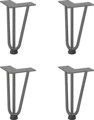 Image de vidaXL Pieds en épingle à cheveux pour table basse 4 pcs. Acier naturel 20 cm massif