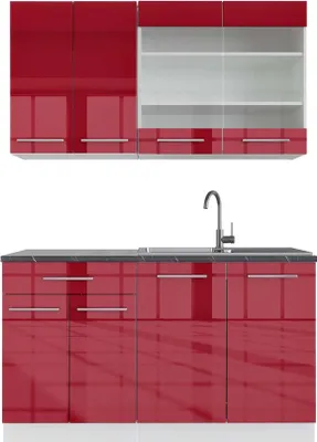 Produktbild von Singleküche Vicco Fame-Line Bordeaux Hochglanz/Weiß 140 cm , AP Anthrazit, Model 42630