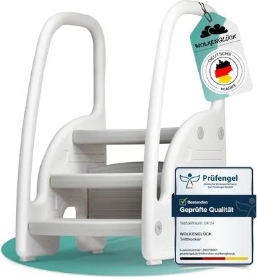 Produktbild von WOLKENGLÜCK® Tritthocker Kinder (3 Stufen) - Rutschfester Kinder Hocker von 1,5 bis 6 Jahre (Belastbar bis 70 kg) - Kindertreppe für Badezimmer, Waschbecken, Küche oder Toilette - Kinderhocker