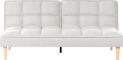 Produktbild von BELIANI 3-Sitzer Sofa Cremeweiß Stoffbezug Gesteppt mit Schlaffunktion Hellen Hohen Holzbeinen Klassisches Design Schlafsofa Stoffsofa Klappsofa