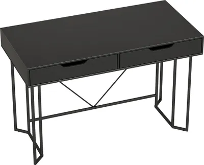 Produktbild von Kleiner Computertisch mit 2 Schubladen, Schreibtisch mit großer Arbeitsfläche 120 x 60 x 77 cm Schwarz