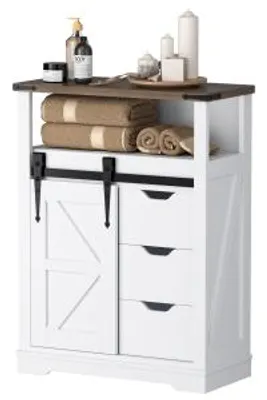 Image de Commode avec tiroirs, meuble d'appoint polyvalent, spacieux, de couleur blanche, avec un tissu structurel durable