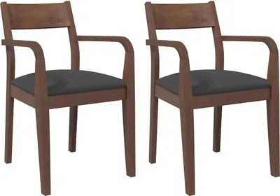 Image de Chaises à manger coussins 2 pcs marron bois massif caoutchouc