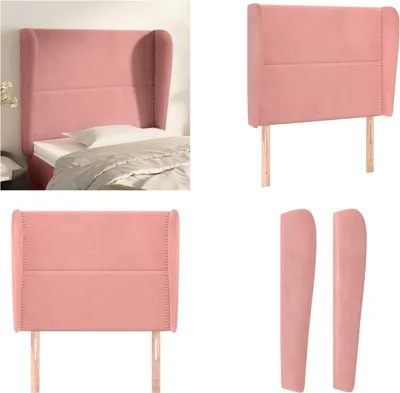 Produktbild von vidaXL Kopfteil mit Ohren Rosa 103x23x118/128 cm Samt - Kopfteil - Kopfteile - Bett-Kopfteil - Bettkopfteil