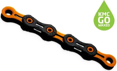 Obrázok produktu pre Reťaz KMC DLC 11 118L/Box voskovaná 11-rýchlostná čierna/oranžová