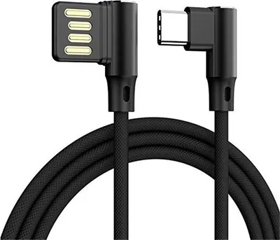 Produktbild von L geformter Winkelkopf Typ-C Aufladung Kabeldatenübertragung Adapter 3 Meter für Telefon schwarz