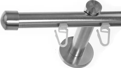 Produktbild von BASIT® Innenlauf Gardinenstange Edelstahl Look 16mm Wandträger 1-läufig modern mit Kappe H70 E17