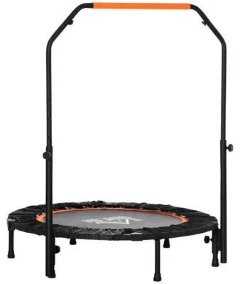 Immagine prodotto di Trampolino Fitness da 102 cm, Mini Trampolino Pieghevole con Maniglia Regolabile in Altezza in Quattro Vie, Rete Elastica Fitness per Adulti, Fino a 100 kg, Nero Aosom
