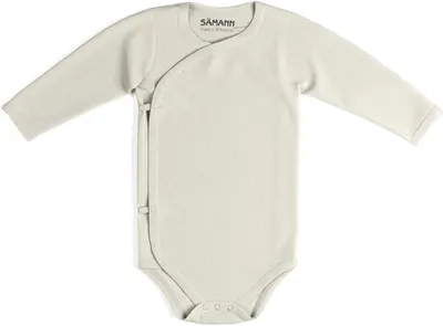 Produktbild von Baby Wickelbody aus 100% Baumwolle langarm gerippt 9-12 M Coconut Milk