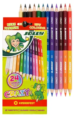 Image de Jolly Superstick, crayons de couleur "Crazy Buntstifte" | 24 couleurs, dont 12 crayons de couleur | Pour enfants