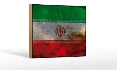 Produktbild von Holzschild Flagge Iran 18x12 cm Flag of iran Rost Dekoration