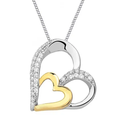 Elegante Herz-Kette mit Zirkonia, Gold Silber Geschenk für jeden Anlass I 45cm