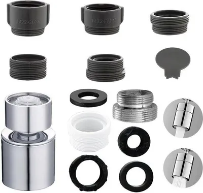 Zdjęcie produktu dla ZYEKIU Wąż do kranu kuchennego, przedłużka do dyszy, aerator, obrotowy o 360 stopni, regulowany, do umywalki